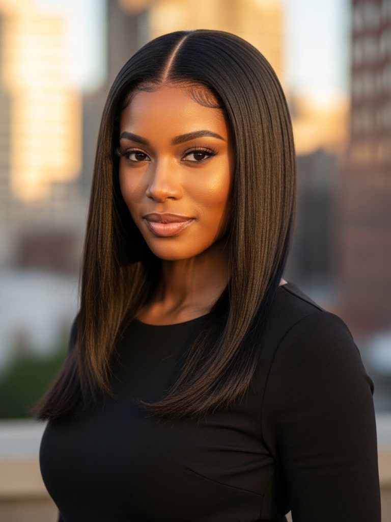 Bone Straight Sew-in Hairstyle 
