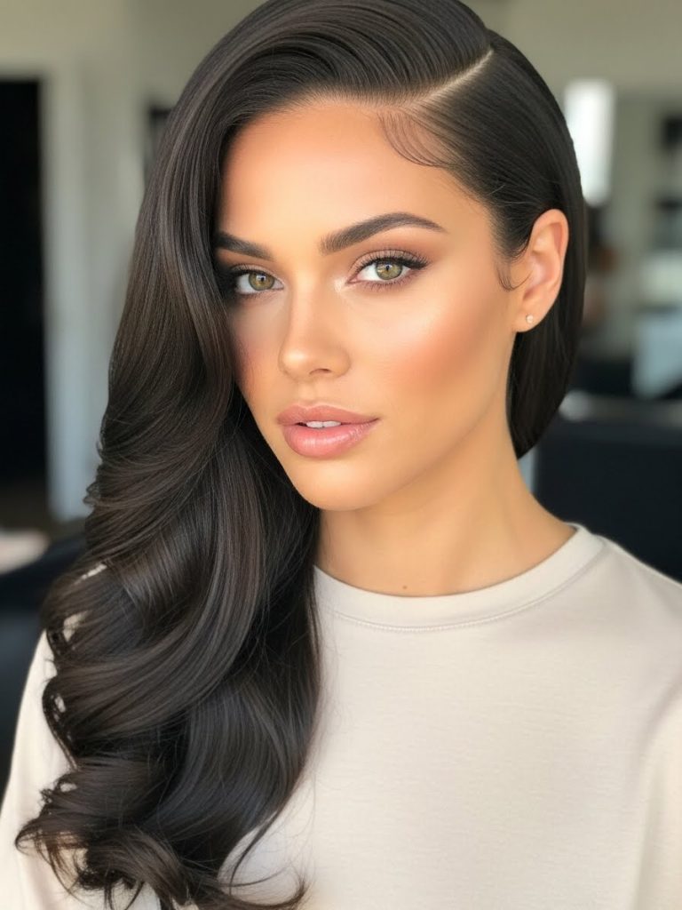 Straight Sew-In with Side Part hairstyle 
