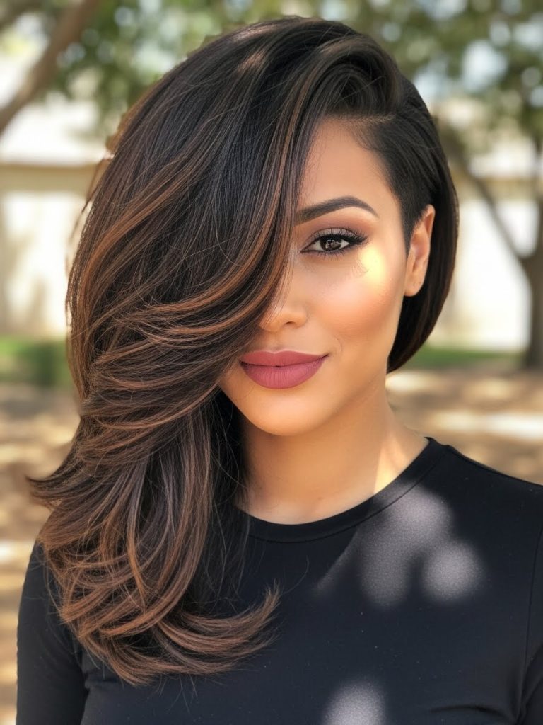 Asymmetrical Sew-In Hairstyle 