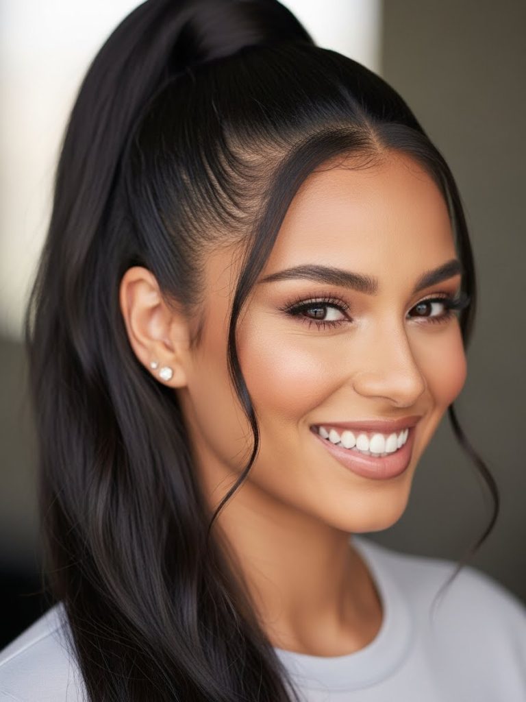 High Ponytail with Smooth Finish Hairstyles 