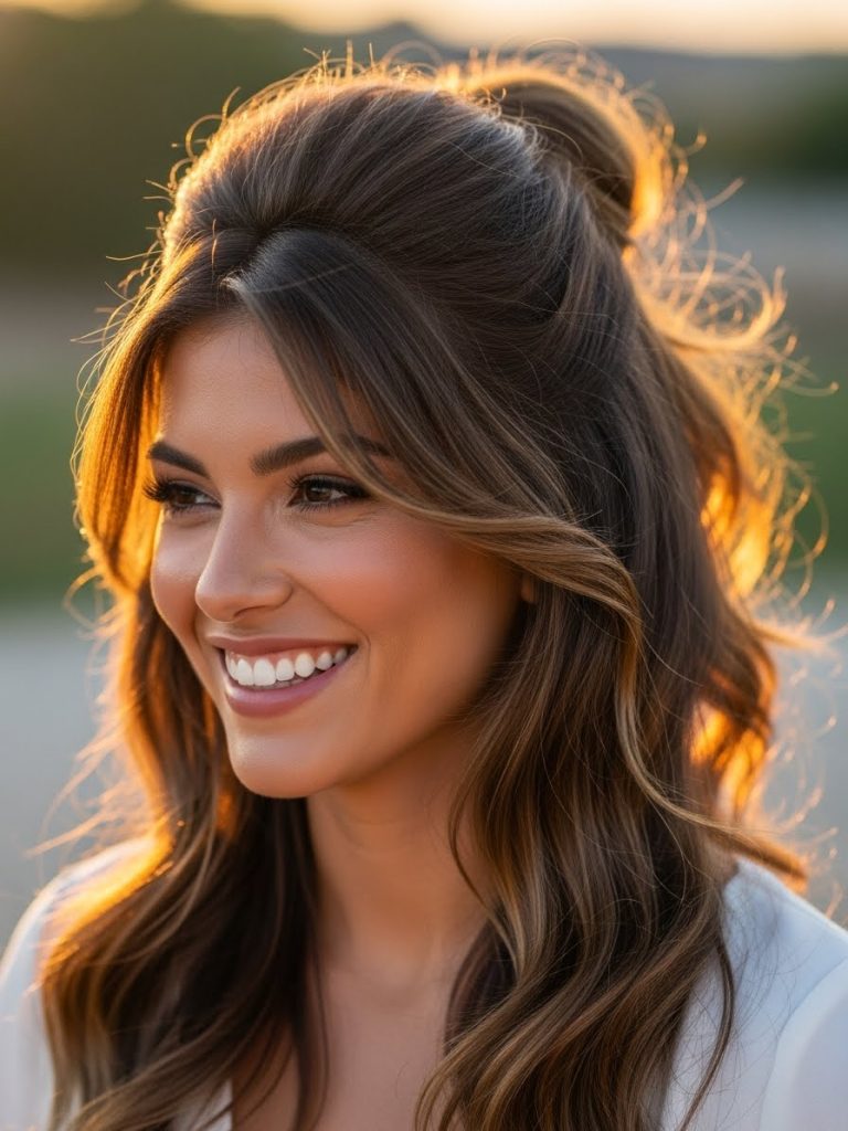 Half-Up Half-Down Style Hairstyle 