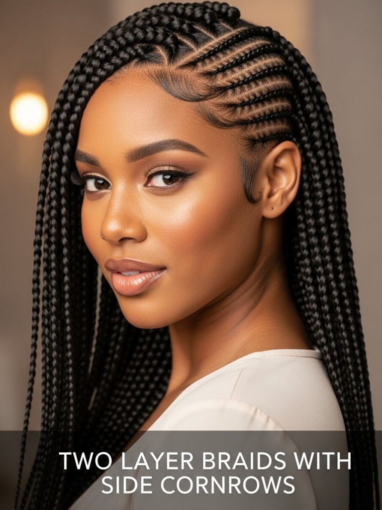 Two Layer Braids with Side Cornrows