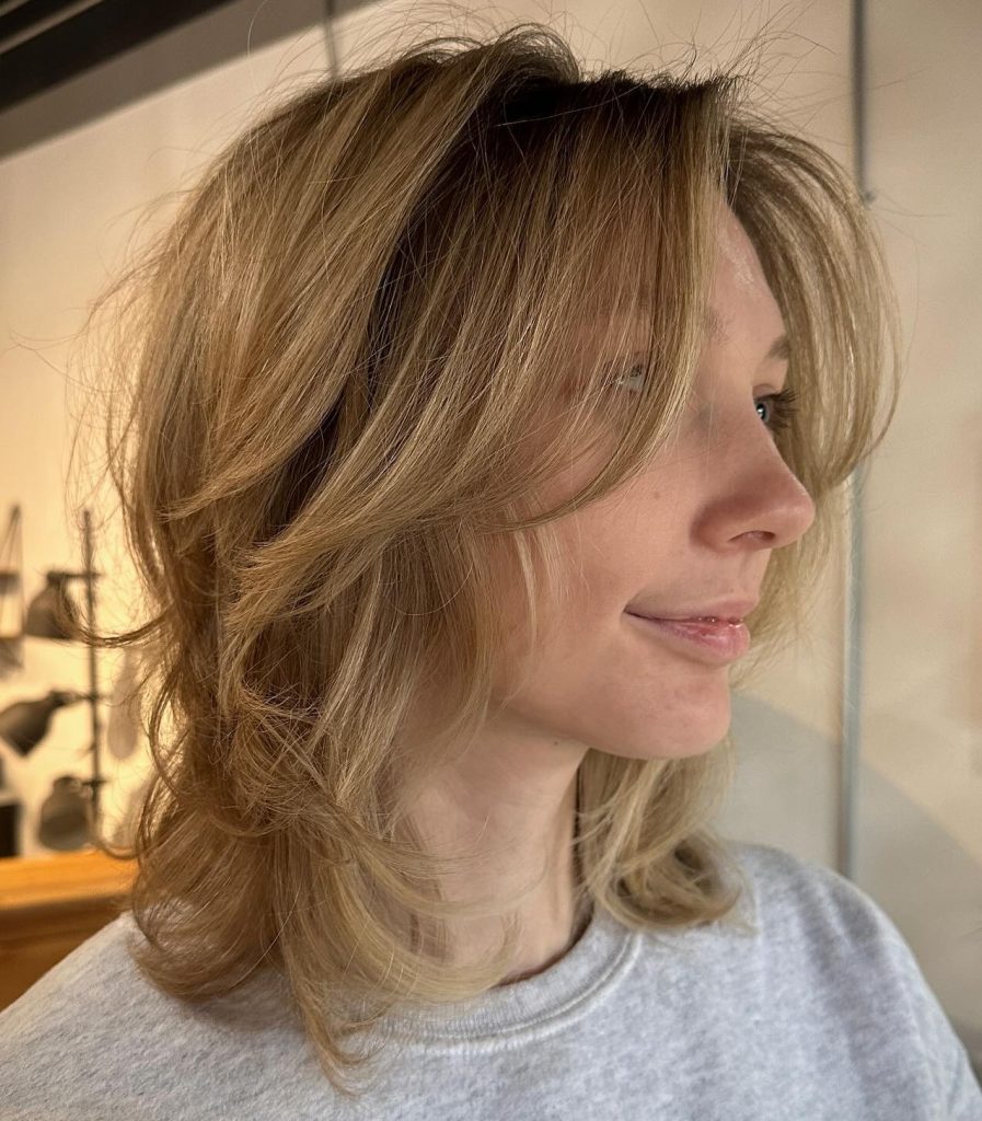 Medium Haircut with Soft Feathered Layers