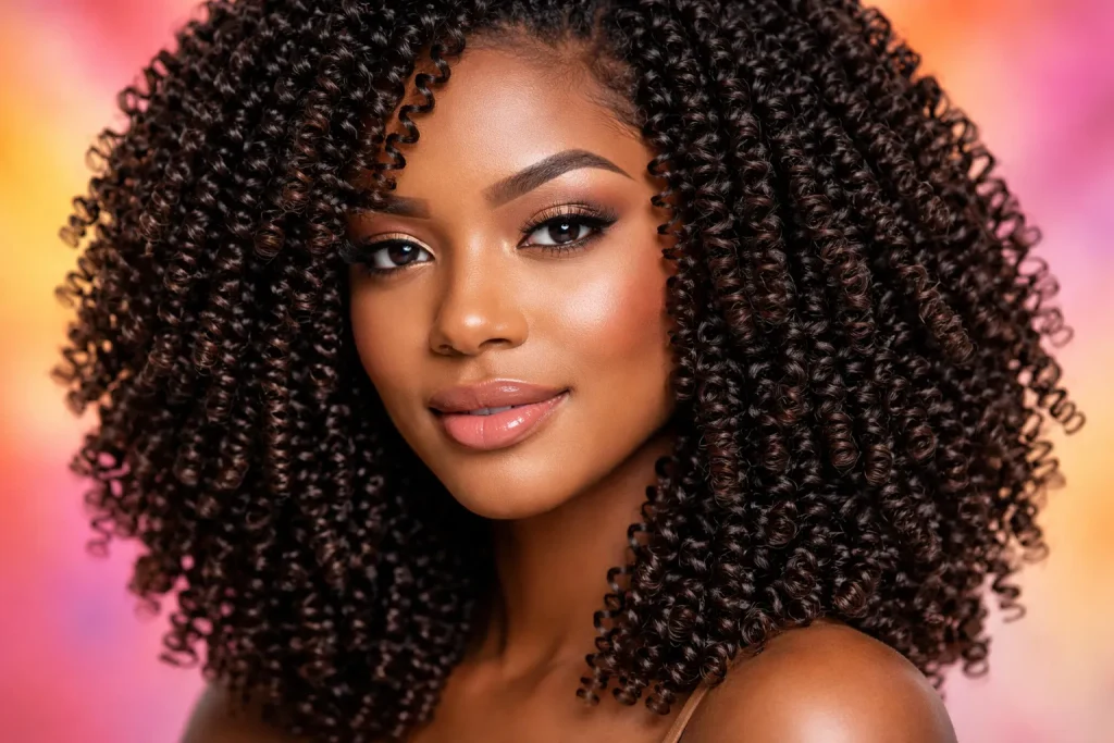 Small tight ringlet crochet curls with high definition