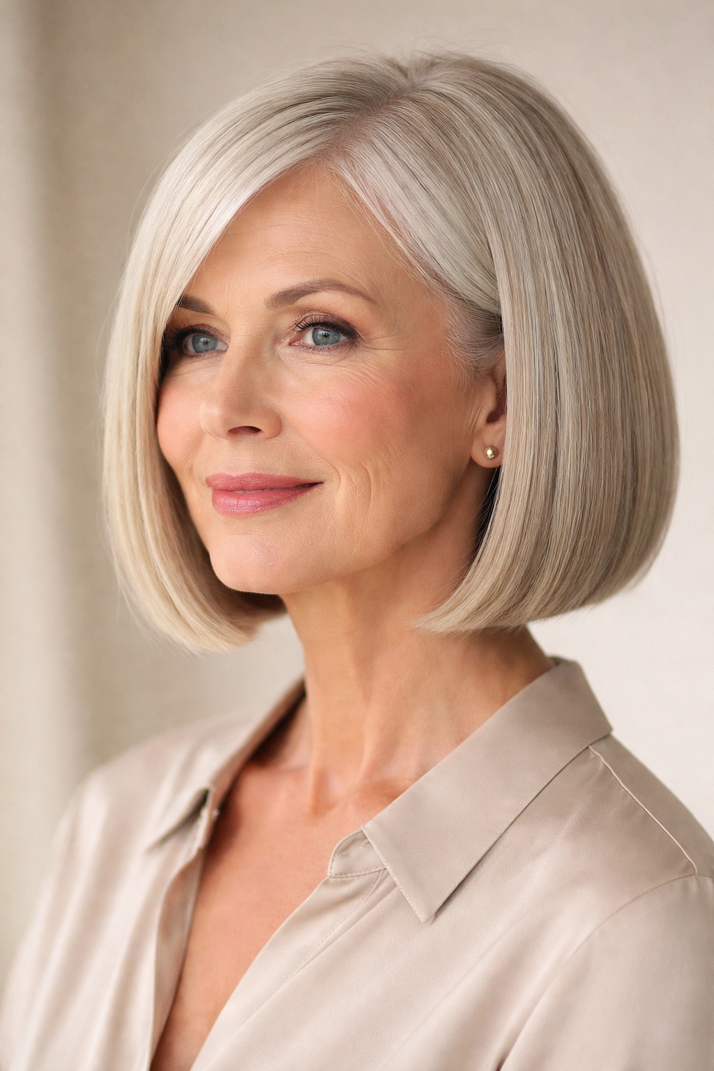 Blunt bob with even length and solid edge