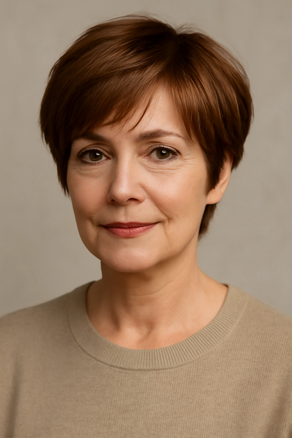 Jaw-length pixie hairstyle with jaw framing layers