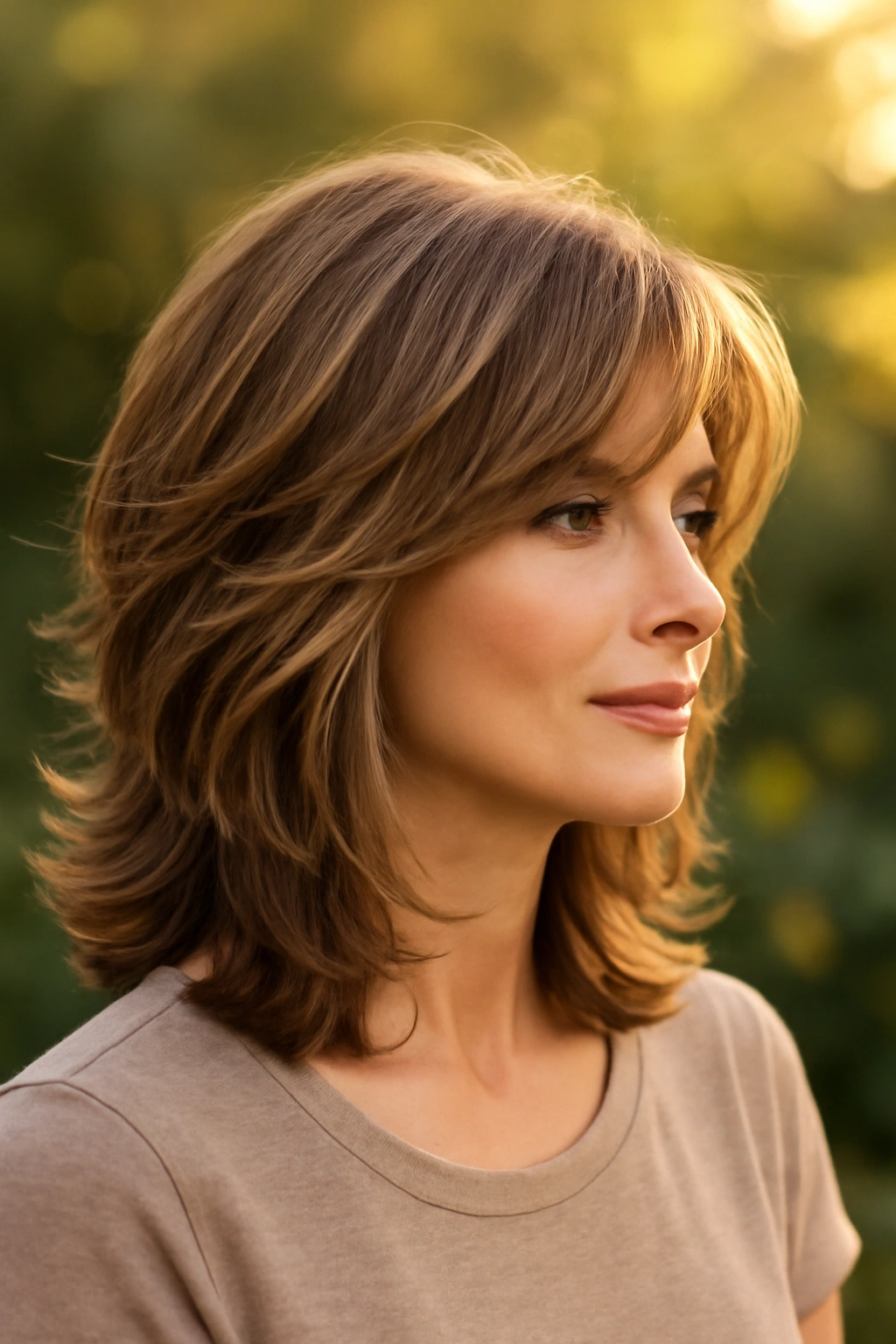 Shoulder-length haircut with layers for volume and movement