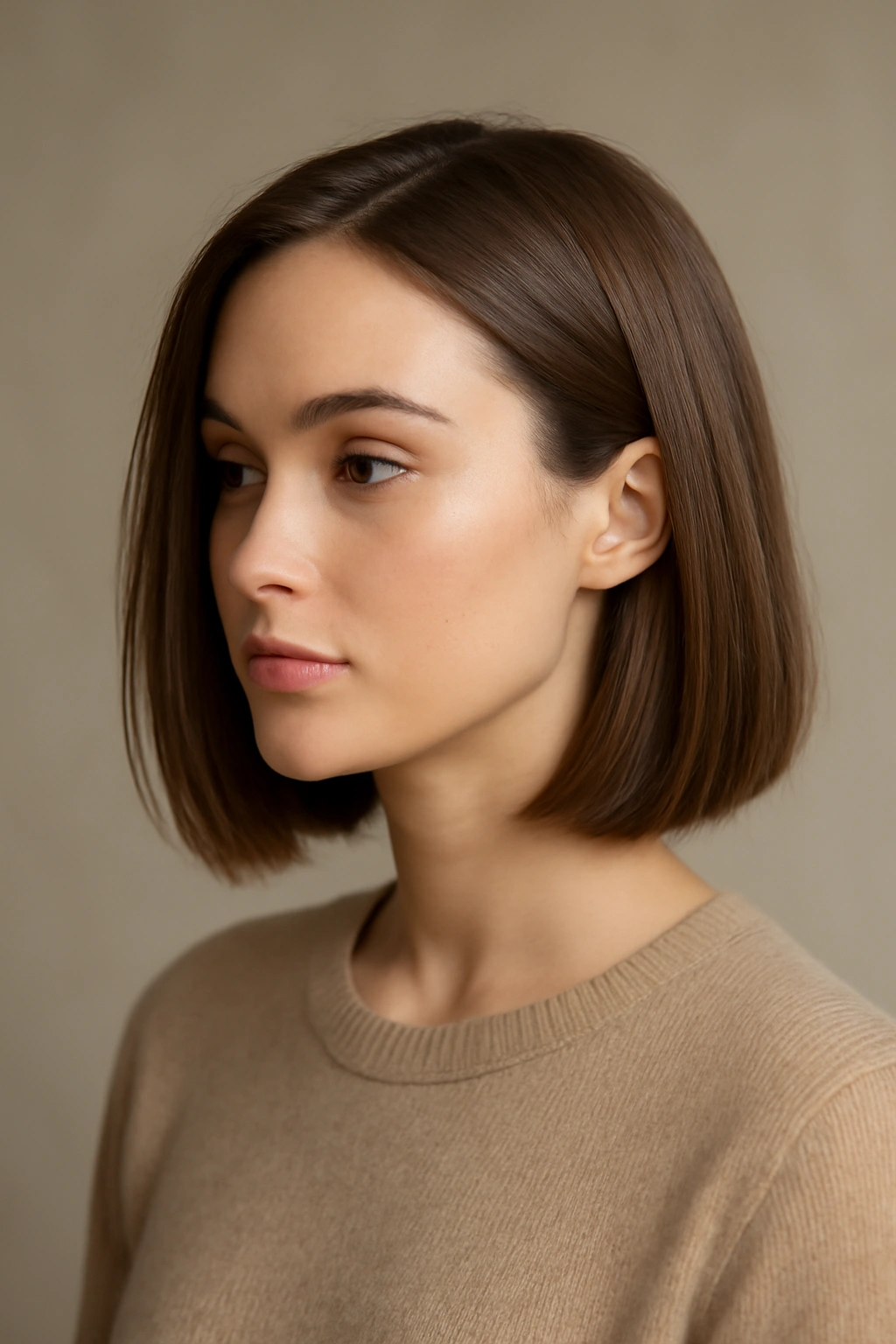 Portrait of a person with a long bob ending at the collarbone.