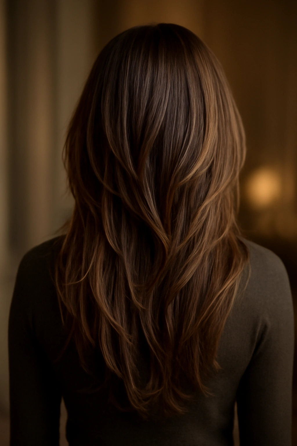 Long hair with textured layers for dimension and shape