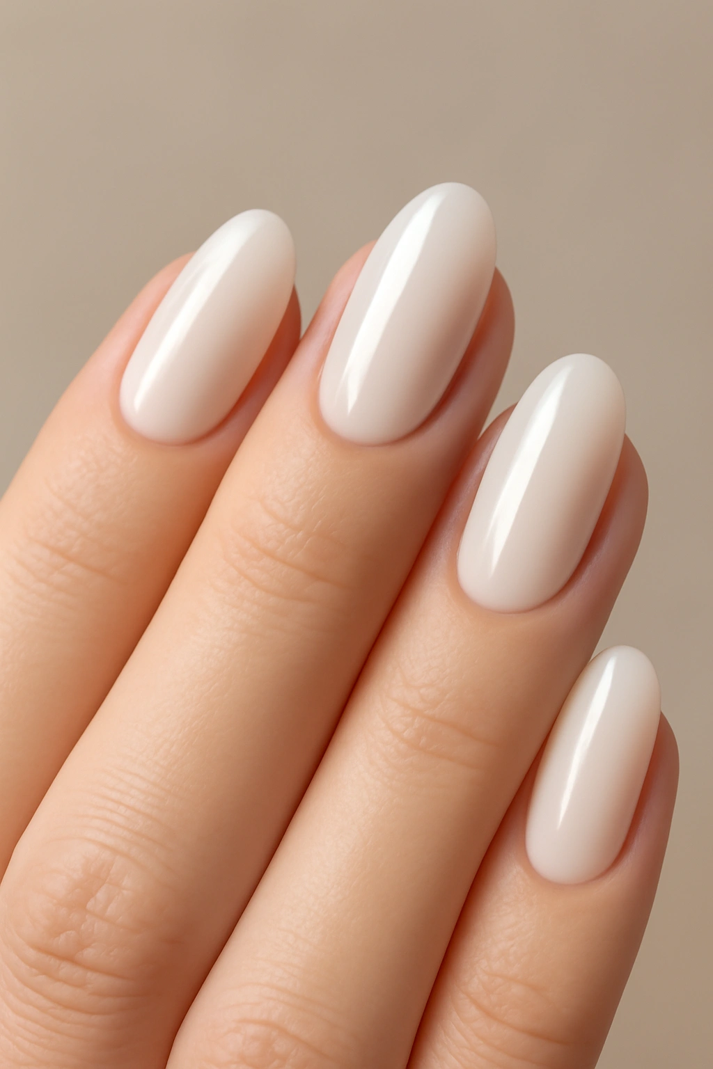 Milky white semi sheer glossy nail polish
