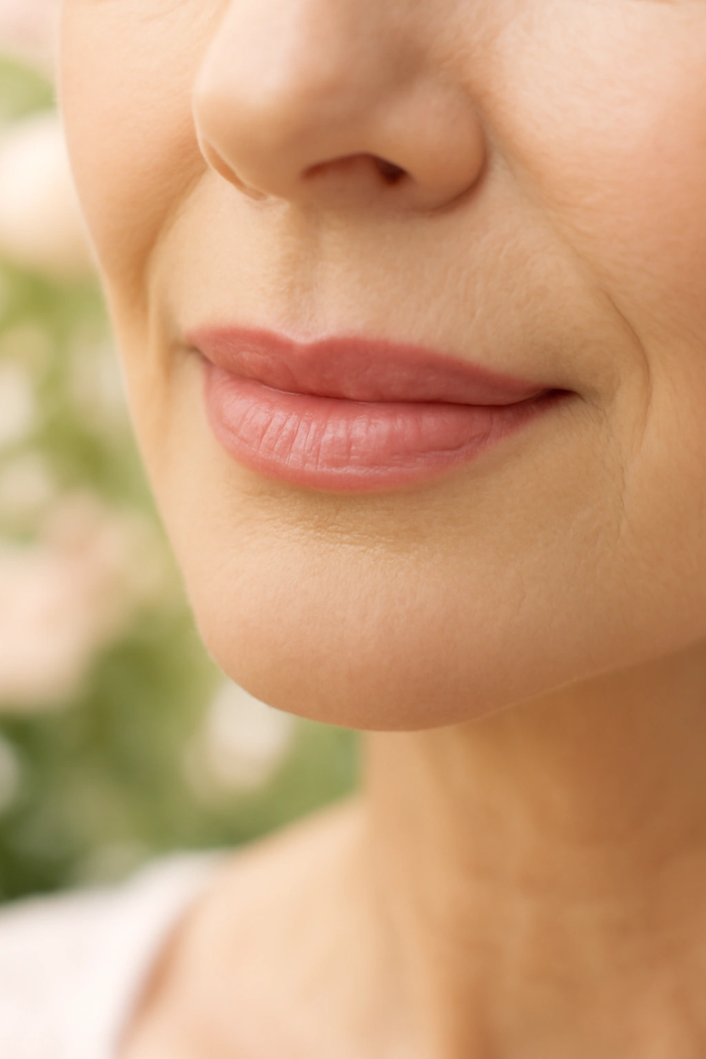 Radiant peachy pink lipstick for a soft and sweet wedding makeup look