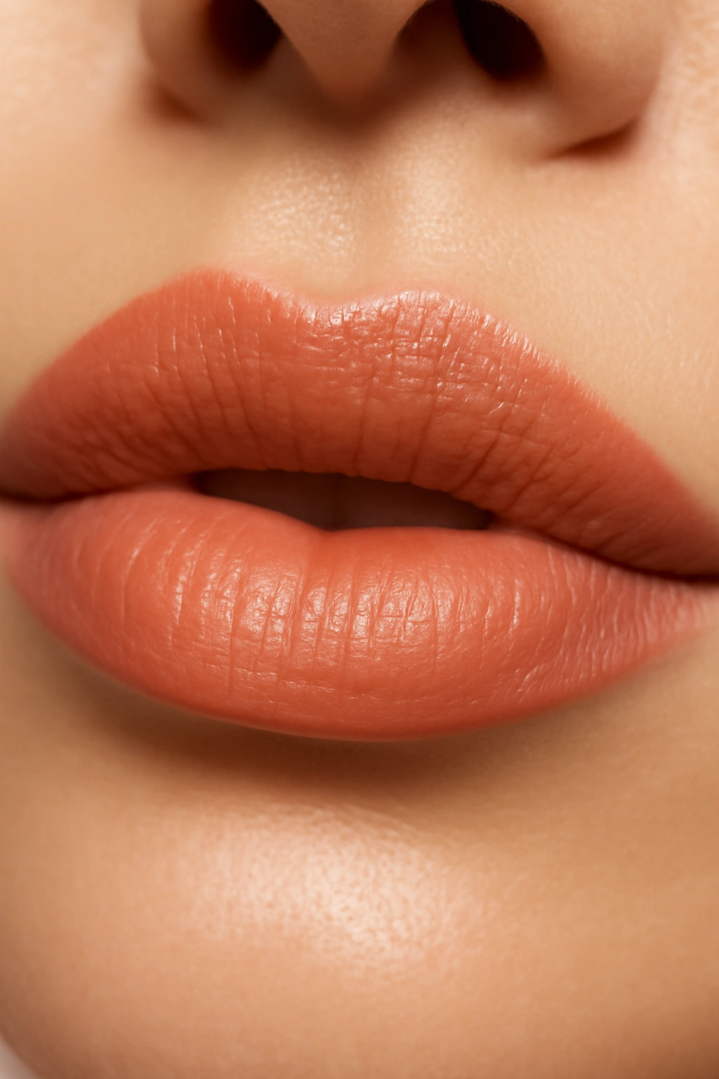 Peachy nude lipstick providing a warm and radiant glow for a summer wedding guest