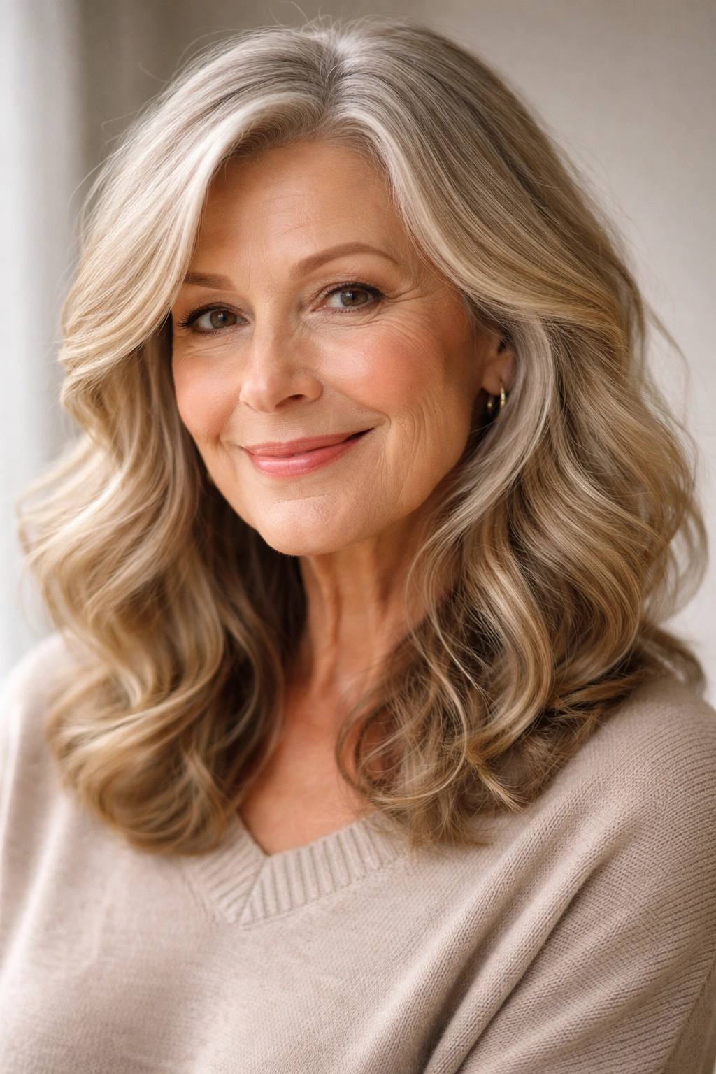 Portrait showing loose soft waves in thin hair