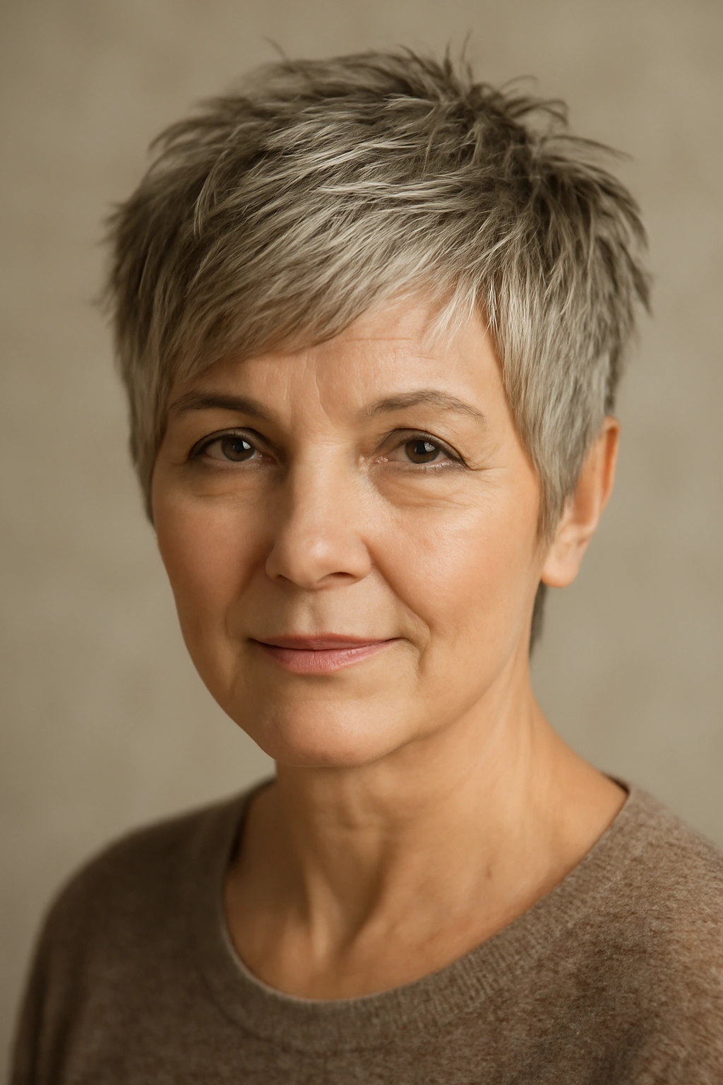 Textured crop pixie haircut with short layers