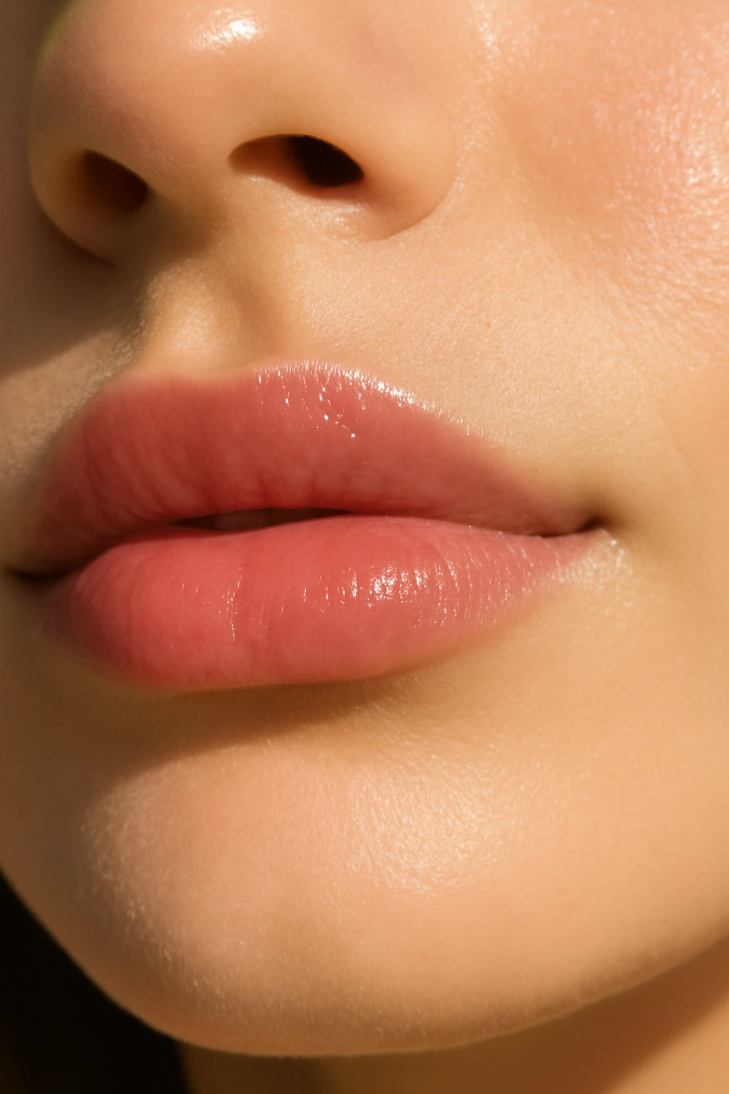 Natural sheer tinted lip balm on a bride for a minimalist and hydrated wedding look.