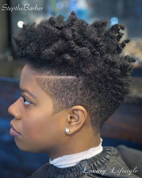 Natural Afro with One Shaved Side