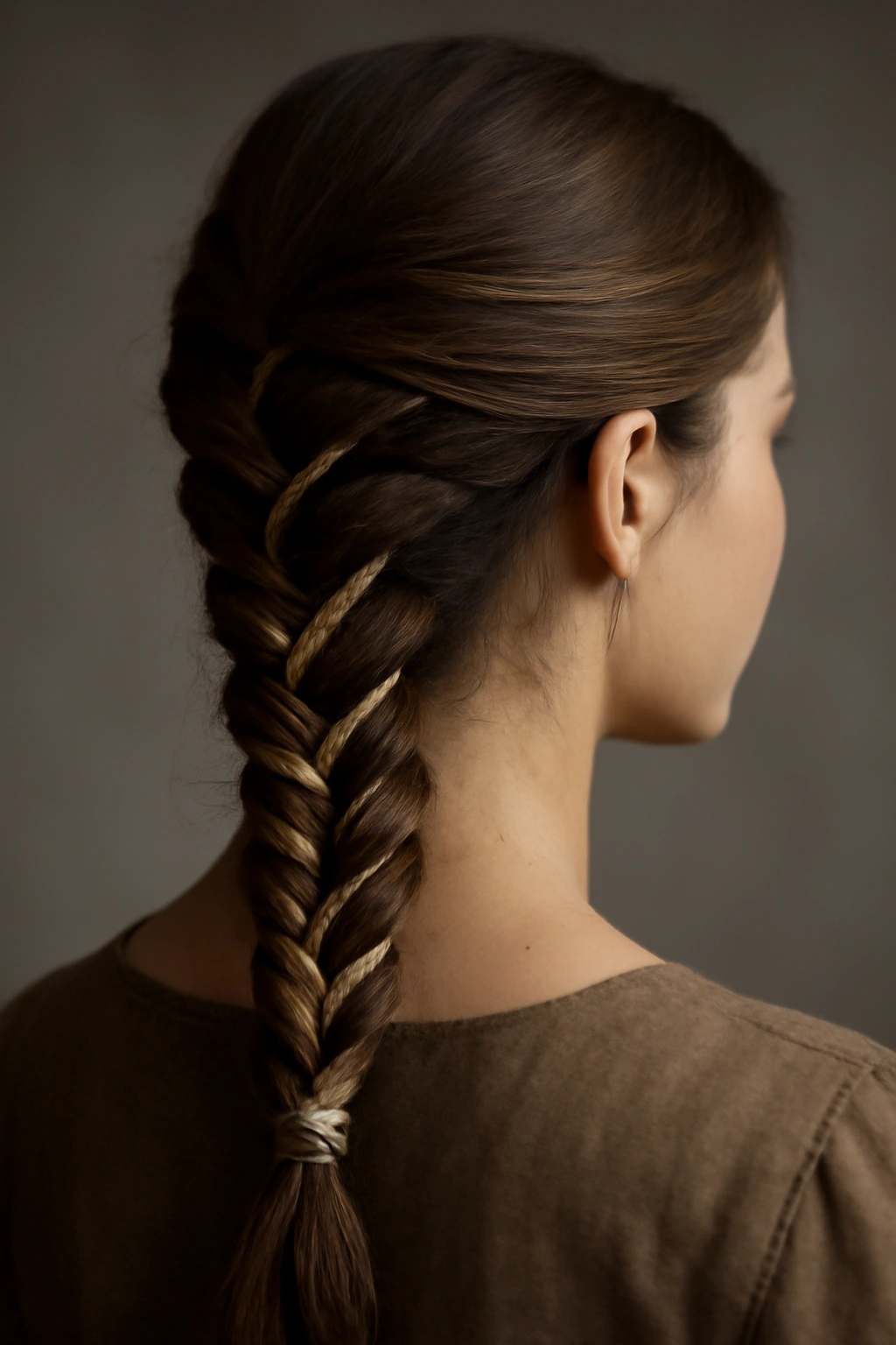 Fishtail braid with rope accents in pirate hair