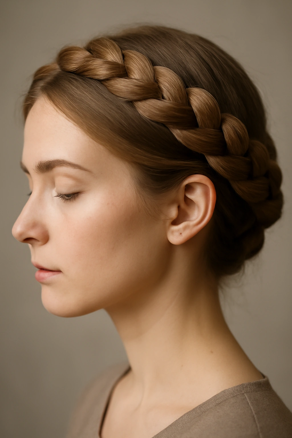 Halo braid encircling head like a crown