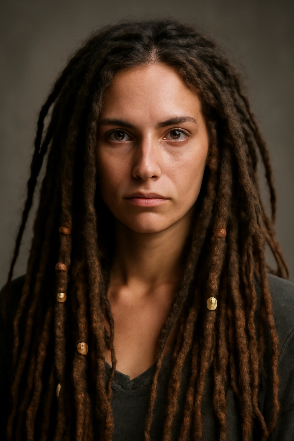 Dreadlocks with beads forming pirate hairstyle