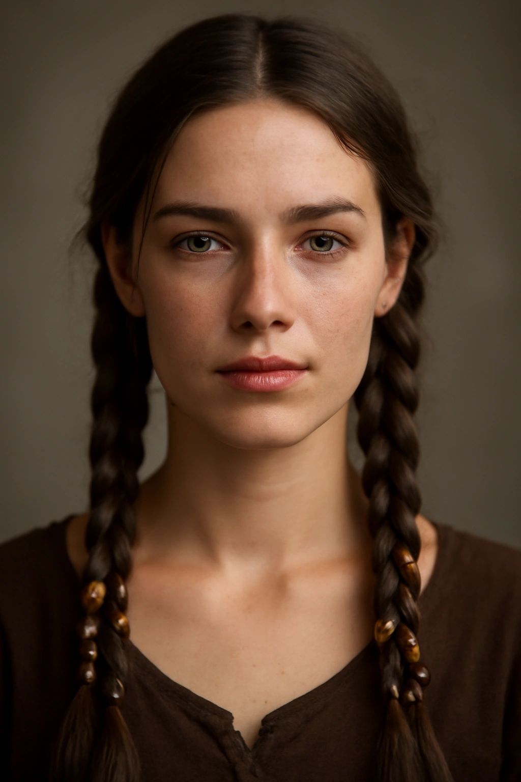 Close-up of braided pigtails with beads on a pirate hairstyle