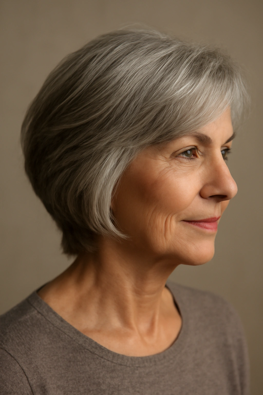 Chin-length layered cut with subtle graduation and soft volume