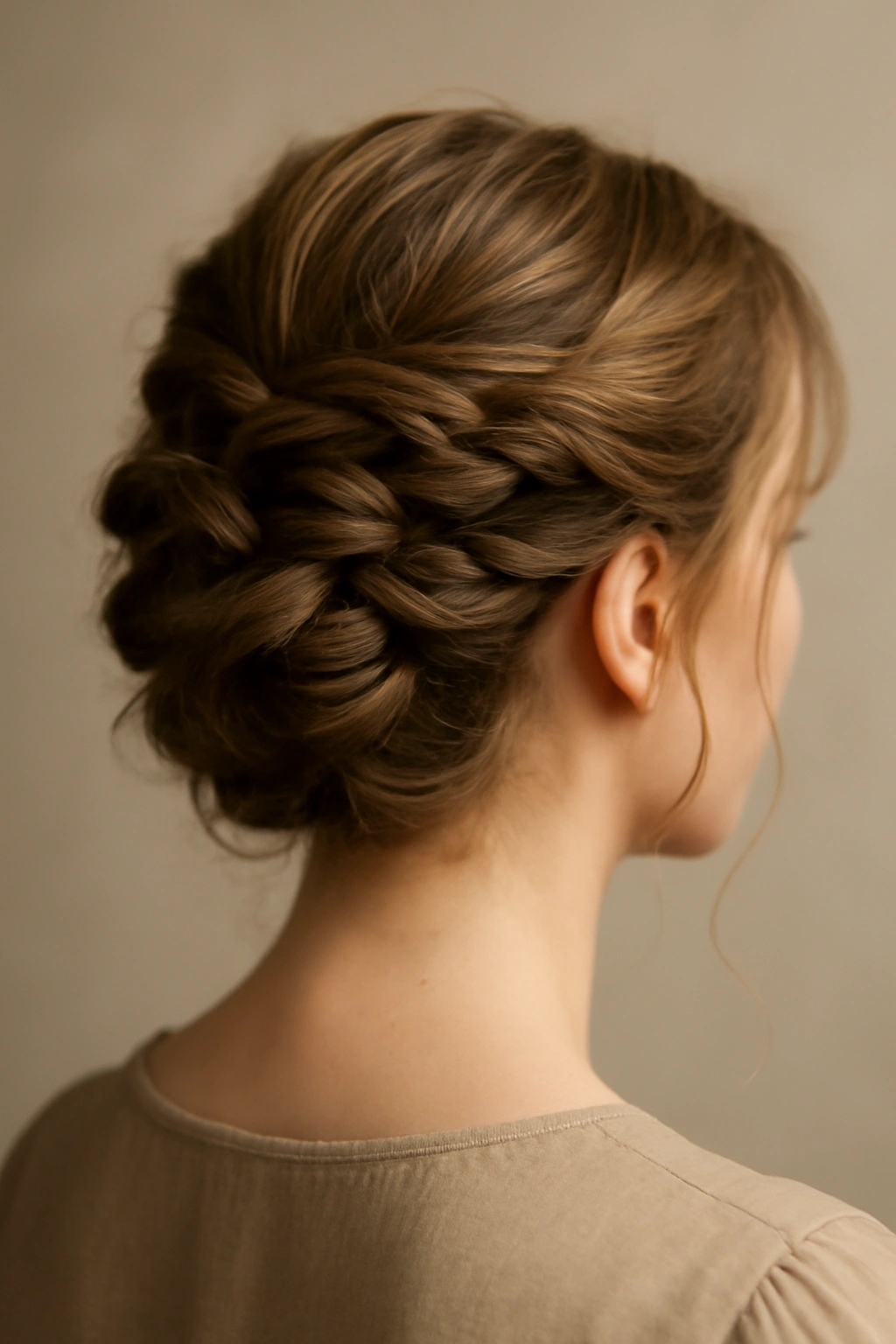 Twisted updo with pinned sections and soft front pieces