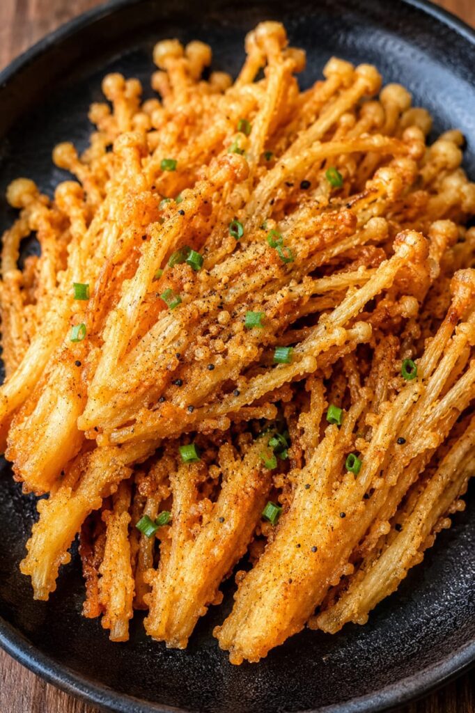 Fried Enoki Mushrooms