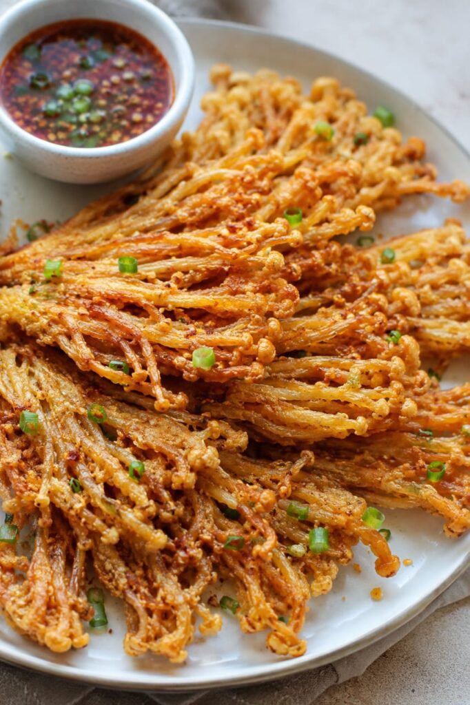 Fried Enoki Mushrooms