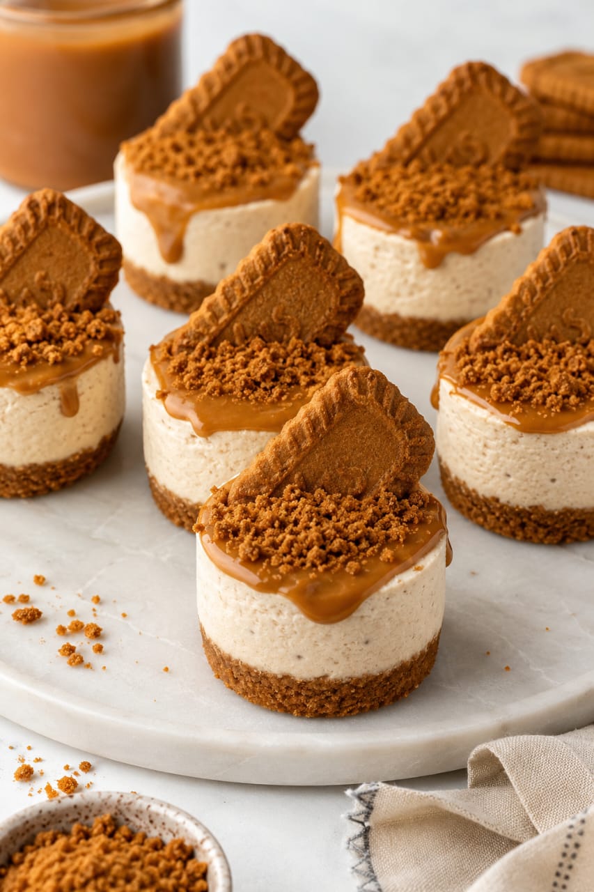 No Bake Mini Biscoff Cheesecakes
